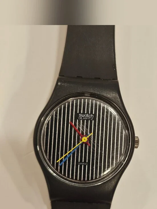 Vintage 1984 Swatch Miss Pinstripe Miss Channel