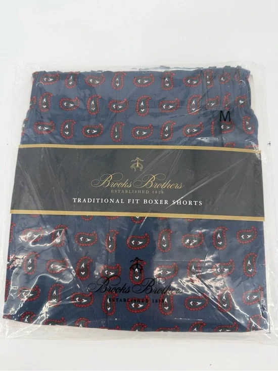 New Brooks Brothers Traditional Fit Boxer Shorts Blue Red Paisley Underwear Med