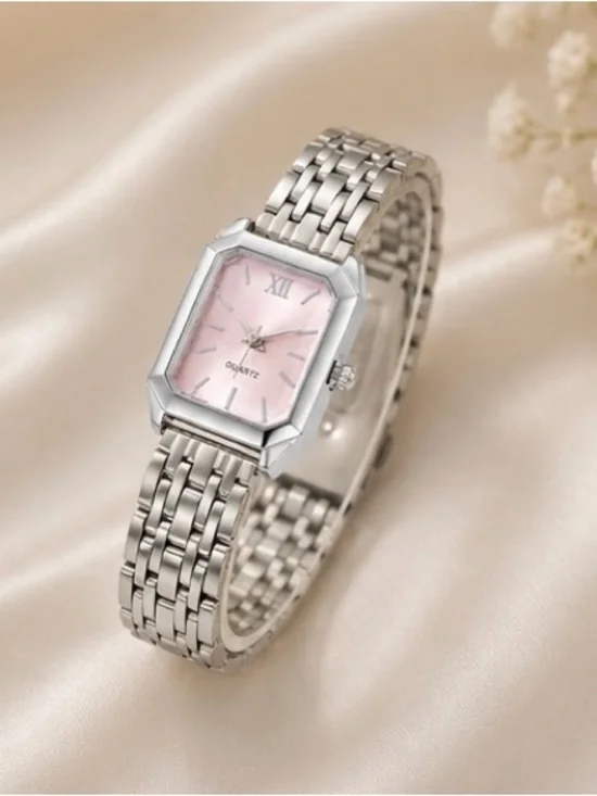Women’s Silver Rectangle Bracelet Watch | Elegant Minimalist Quartz Wristwatc