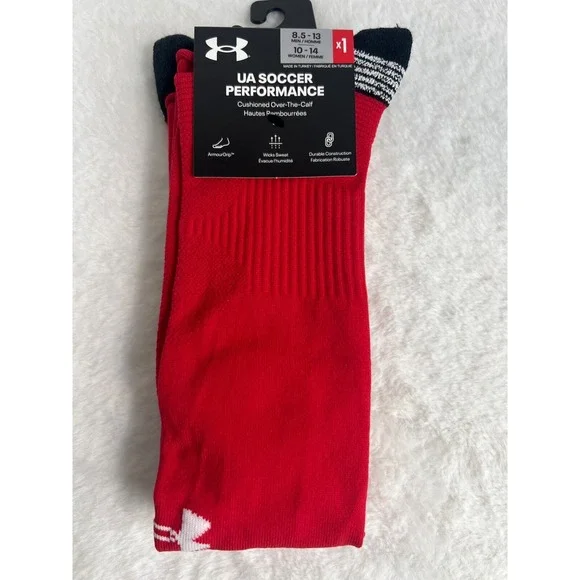Under Armour Socks Unisex UA Soccer Performance Red Cushioned Over-The-Calf