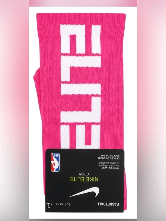 Nike Pink Crew Socks with White Knit Logo