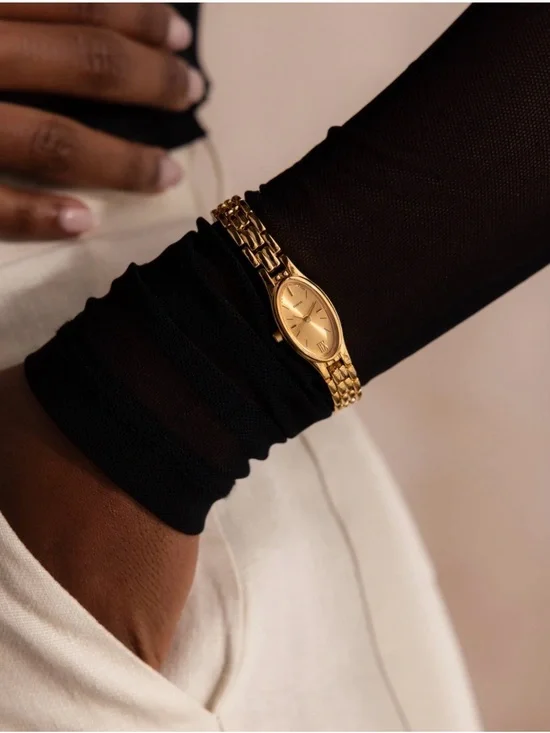 Caitlyn Minimalist Slim Oval Timepiece 18K Gold