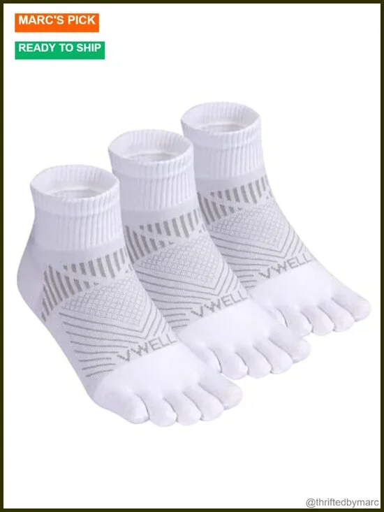 Toe Socks for Men and Women Coolmax Five Finger Athletic Running Socks Quarter
