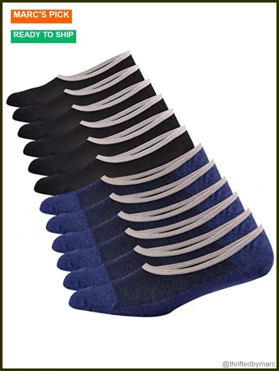 Mens No Show Socks, Loafer Sneaker Low Cut Cotton Socks With Non Slip Grips 6