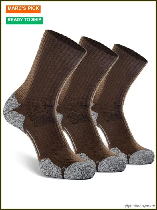 Hiking Crew Socks - Cushion, Moisture Wicking, Arch Compression