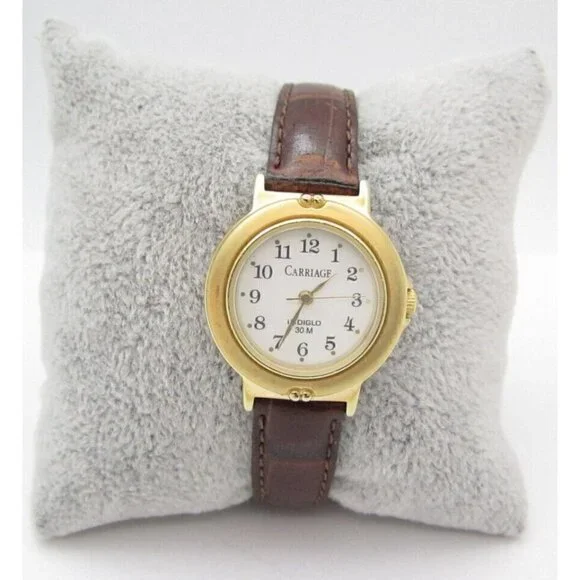 Women Carriage by Timex Indiglo Quartz WR Analog 27mm Causal Round Watch (G404)