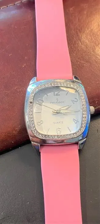 Women's 32mm Silver Tone Peugeot Watch, Crystal accents