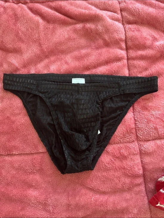 Black Textured Men's Bikini Briefs