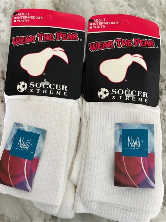 White Adult Soccer Socks - Breathable Athletic Performance - 2 pairs