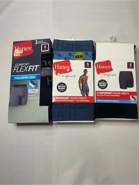 NEW In Package Hanes Boxer Briefs Lot 3 Packages 9 Pair Men’s Size Small 28-30