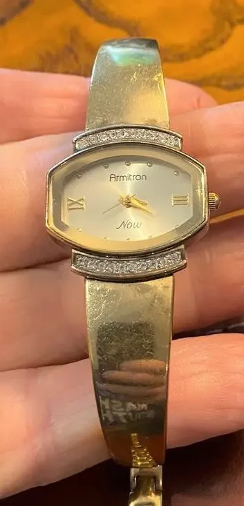 Women's 25mm Gold Tone Armitron Now Watch, Crystal Accents
