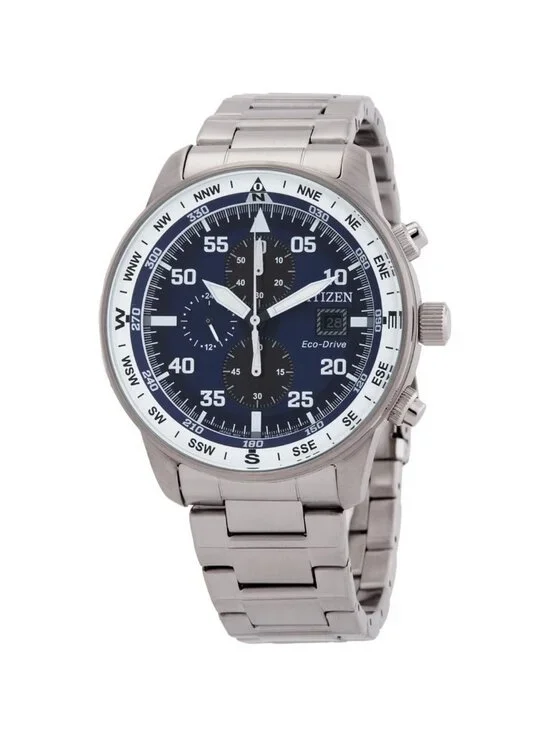 NWT Citizen Aviator Eco-Drive Chronograph Blue Dial Men's Watch