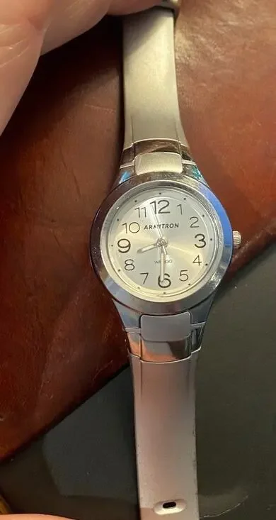 Women's 27mm Armitron Watch, WR 10M, Gray Poly Band, Plastic Case