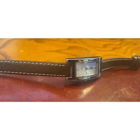 Women's 17mm silver Tone Lee Watch with Brown Leather Band