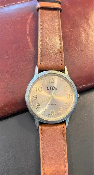 VTG Men's 35mm Gold Tone LTD Watch, Brown Band