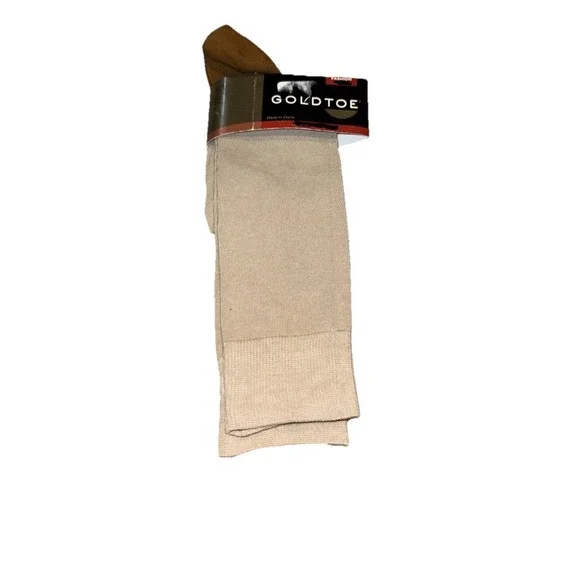 Gold Toe Signatures 1-Pairs Dress Crew Socks Beige Men's Shoe Sz‎ 6 - 12.5 New