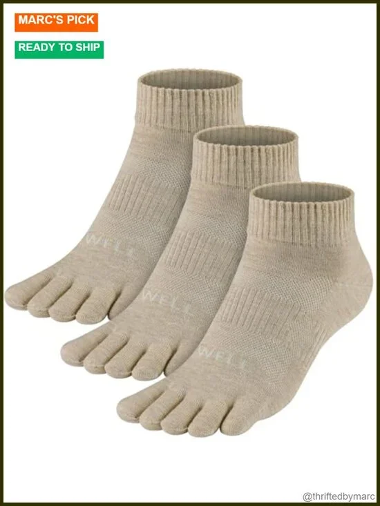 Merino Wool Toe Socks for Men and Women, Moisture Wicking Ankle Five Finger