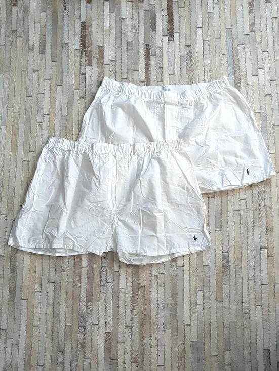 Polo Ralph Lauren Men's XL 100% Cotton Woven White Boxer Shorts (Set of 2) NWOT