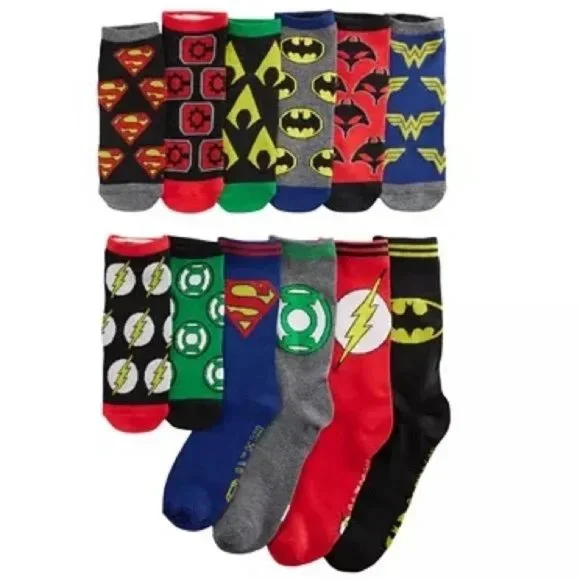 Men's 12 Days of Socks DC Comics Crew/Low Cut Socks, Justice League