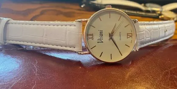 Women's 35mm Rose Gold Tome Vivani Watch with White Band