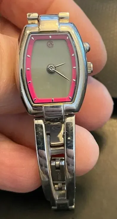 Women's George Urge Watch, Silver Tone Bracelet Band, Pink Accented