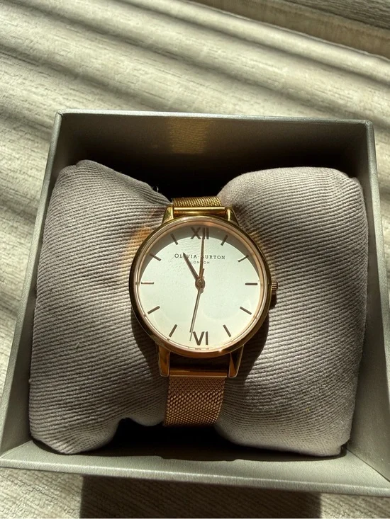 OLIVIA BURTON Rose Gold Mesh Strap Round Face Watch
