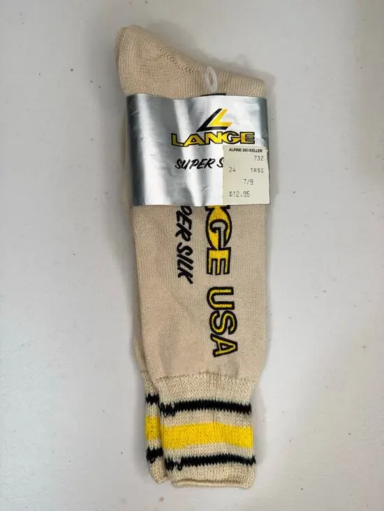VTG Lange USA Super Silk Winter Ski Socks Silk/Wool Blend Fits Size 7-9 USA Made