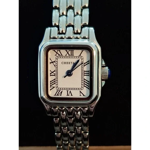 NIB CHEETAH CH-1501 Silvertone,Quartz Mvmnt Womens Watch. Stainless,Adjustable.