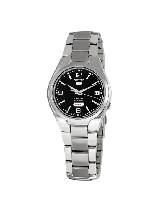 NWT Seiko 5 Black Dial Stainless Steel Men's Watch