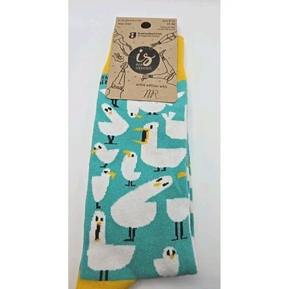 Irish Socksciety Seagull Socks Maria Rubio Art NWT Funny Novelty Crew Size 8-12