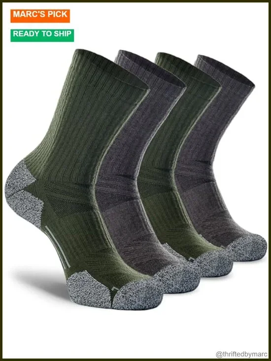 Crew Hiking Socks, Cushion, Moisture Wicking, Arch Compression Boot Socks
