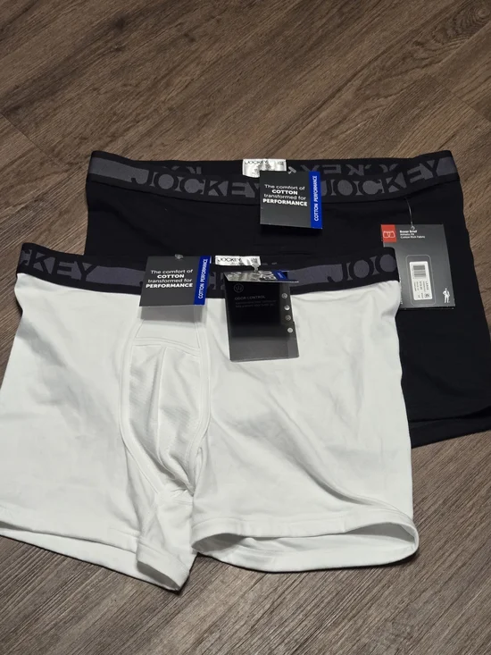 Jockey Men's Cotton Stretch Boxer Briefs - Black & White