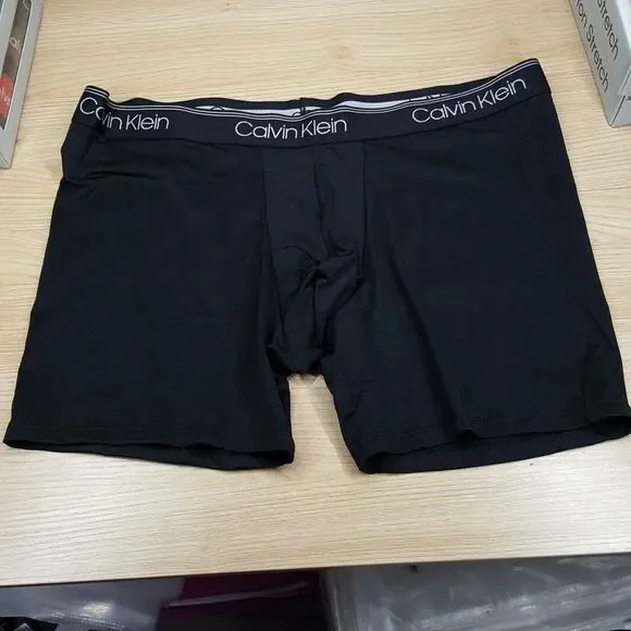 CALVIN KLEIN Boxer Briefs Mens XL Black Micro Stretch Trunk Logo