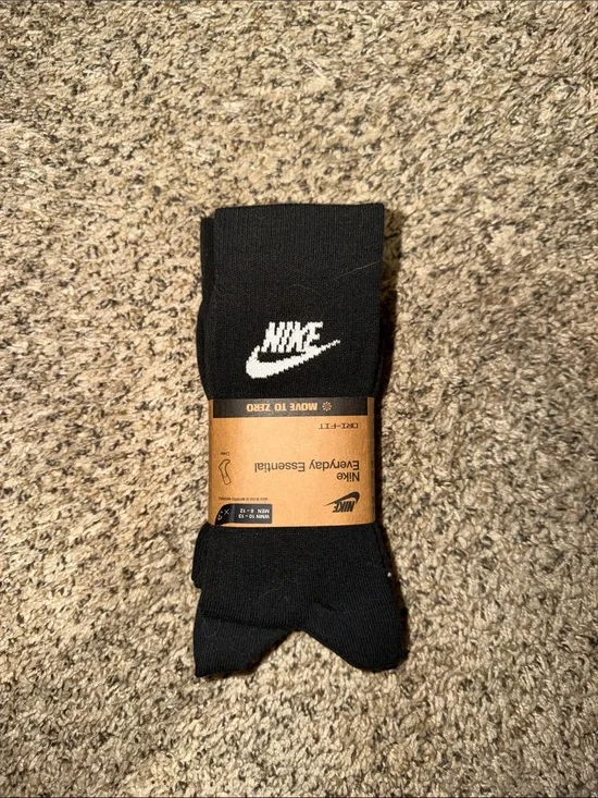 Nike Black Crew Socks with White Swoosh - Everyday Pack