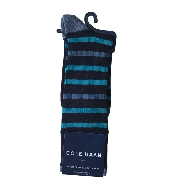 Cole Haan crew men’s socks black, blue & teal rayon‎ from bamboo