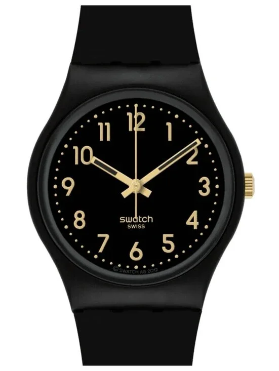 Swatch Golden Tac Quartz Black Dial Unisex Watch SO28B113 NEW!