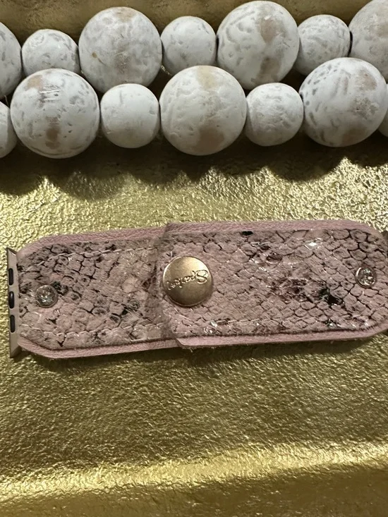 Blush Pink Snakeskin Apple Watch Connector with Gold Snap large adapter