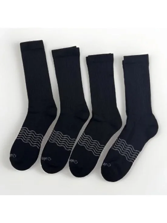 Quince Men's Merino Wool Crew Socks 4-Pack in Black Size XL 12.5-16