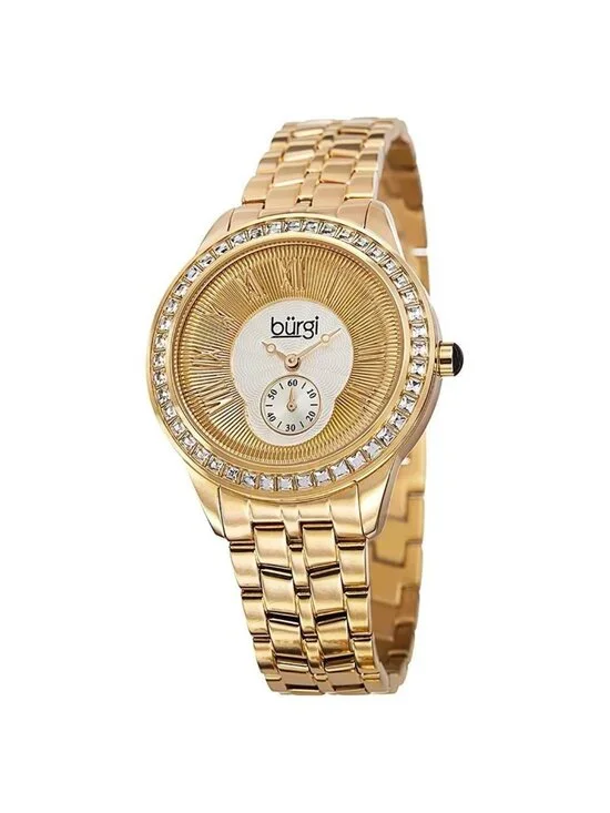 NWT Burgi Silver and Gold Dial Gold-tone Steel Ladies Watch