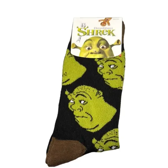 Shrek Green and Black Casual Socks with Cartoon Design NWT