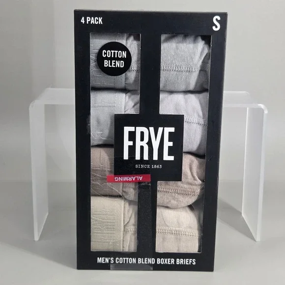 Frye Boxer Briefs Mens Small 4 Pack Cotton Blend‎ Taupe Grey Neutral Essentials