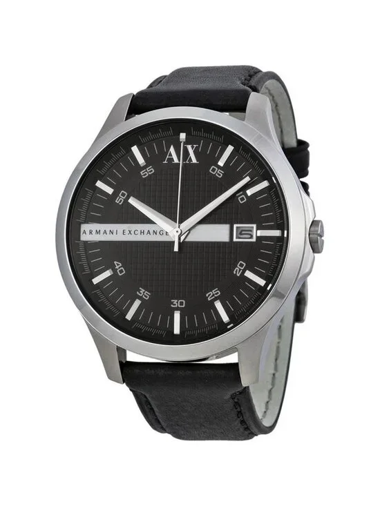 NWT Armani Exchange Armani AX Exchange Whitman Black Dial Black Leather Men's Wa