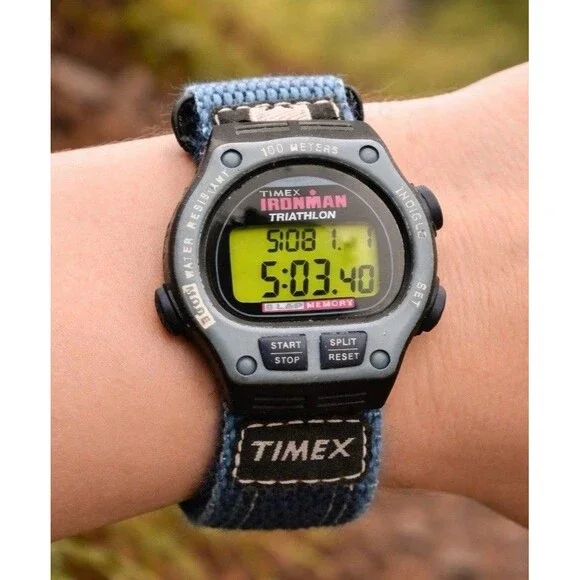 Vintage Timex Ironman Triathlon Digital Watch Women's Day Date 8 Lap NEW BATTERY