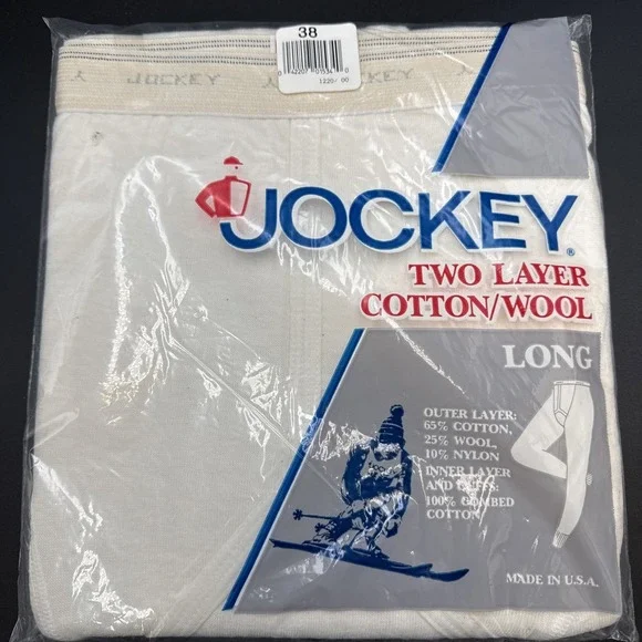 Vtg 1987 Jockey Long Underwear, Long Johns 38‎ Sealed Wool Cotton Nylon Blend