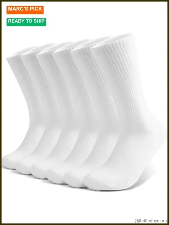 Cotton Cushioned Crew Socks with Arch Compression for Secure Fit