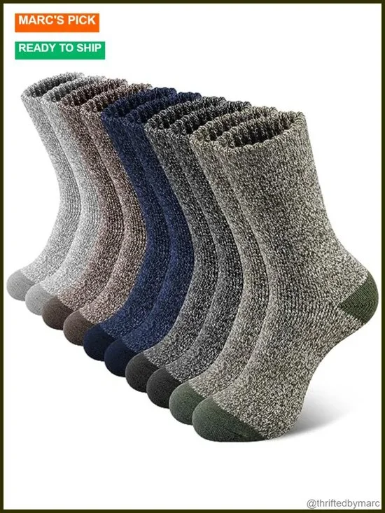5 Pairs Merino Wool Hiking Thermal Socks for Men Thick Cold Weather