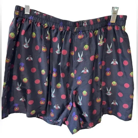 Vintage Looney Tunes Mania Navy Silk Boxers