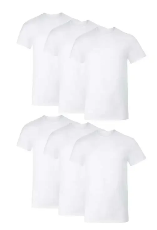 Hanes‎ Men's Tagless Cotton Stretch Crewneck T-Shirt Undershirts, 6-Pack - White