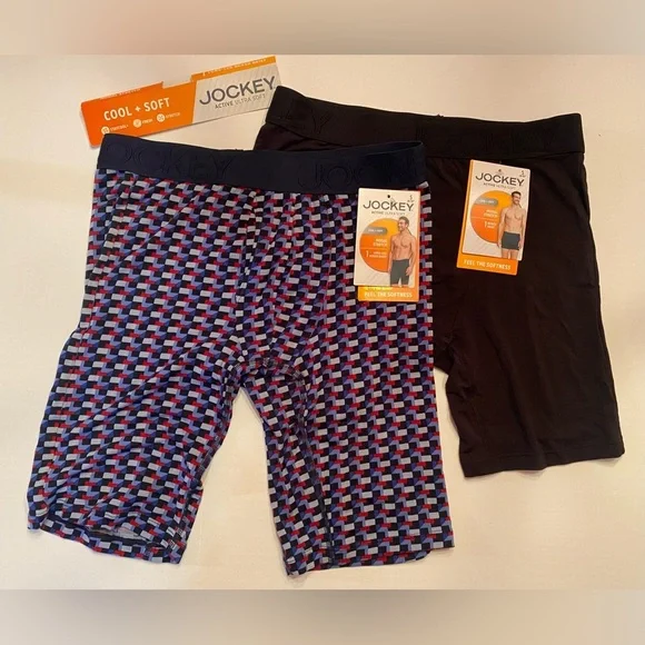 JOCKEY 2 PAIR‎ LONG LEG BOXER BRIEFS ACTIVE ULTRA SOFT MODAL STRETCH SMALL 28-30