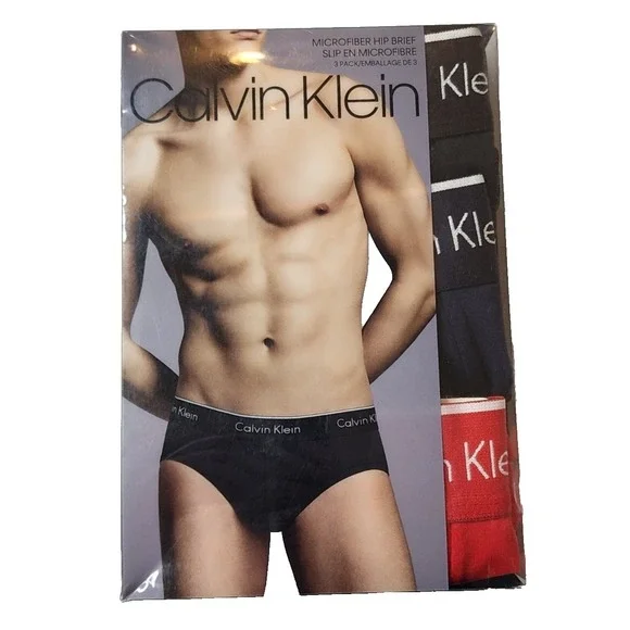 Calvin Klein Men's NP21620932 3- Pack Microfiber‎ Hip Brief, Multi Color, XL